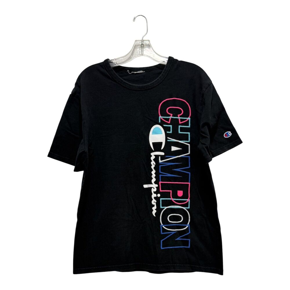 Champion Black Short Sleeve Embroidered Logo T Shirt Womens Size Medium